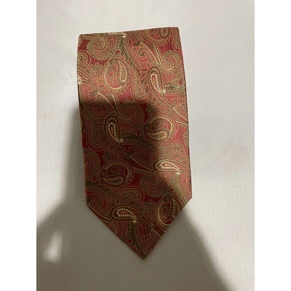 Alexander Julian Colours Men's Silk Tie Red Gold Paisley - Picture 4 of 10